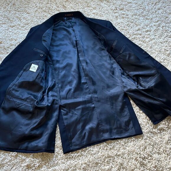Peter Millar Suit Jacket Blazer Sport Coat Mens 44T Wool Navy - Picture 3 of 16